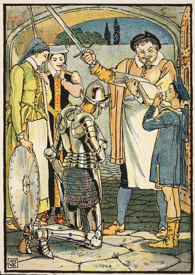 The Knighting of Don Quixote, illustration from 